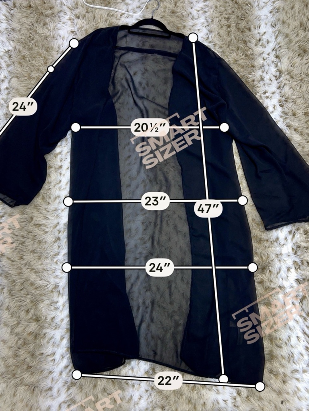 SHEIN Black Sheer Longline Kimono Duster Cardigan Cover Up 4XL Plus Size - Picture 2 of 5